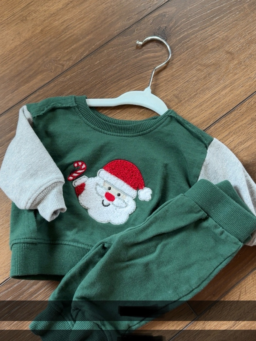 Carter's Green and Cream Santa Sweatshirt & Pants Set